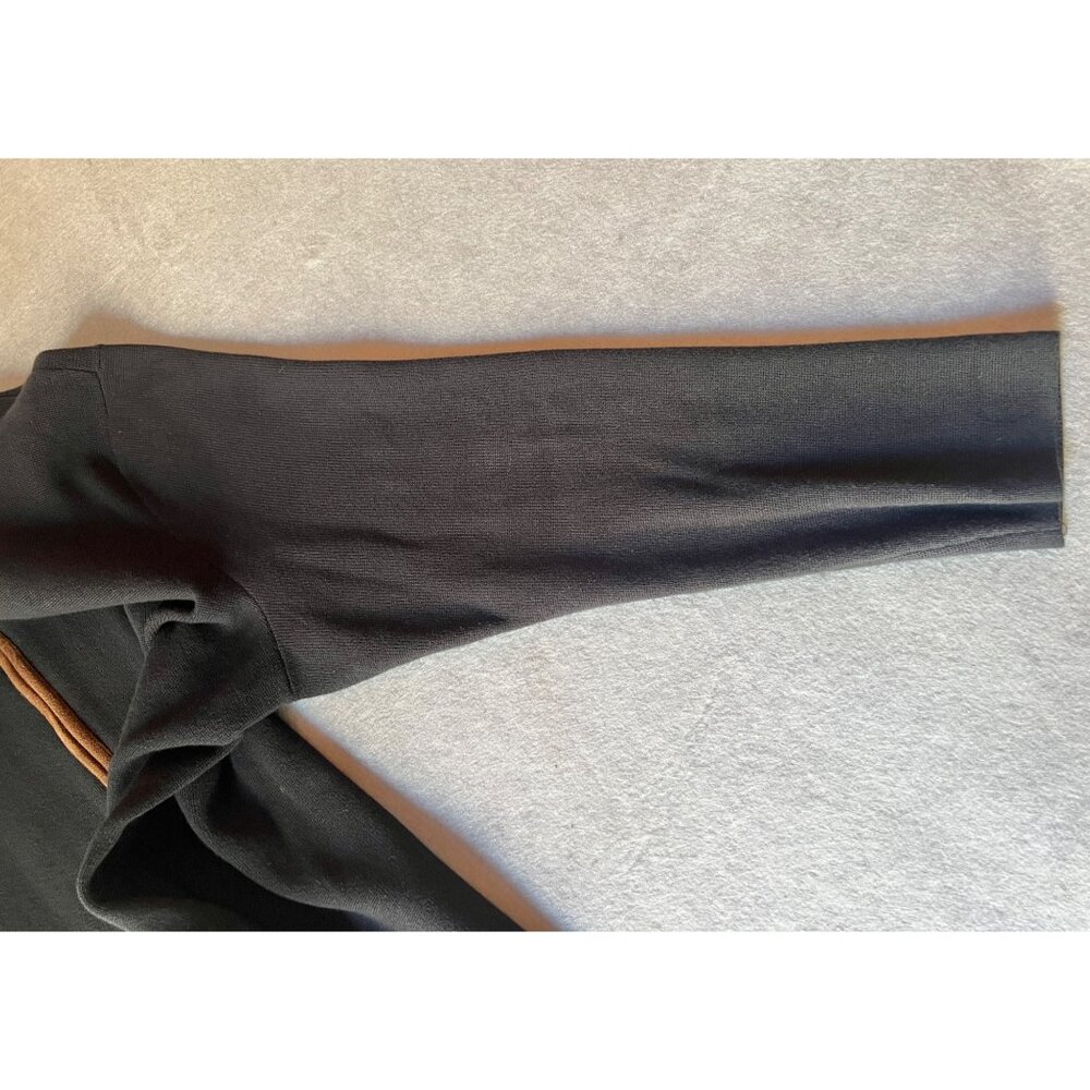 Lauren Ralph Lauren Womens 2X Black Cotton Tunic Sweater Tan Trim 2 Zippers - Picture 4 of 10